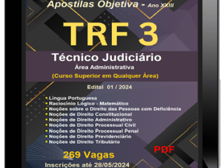 TRF 3 - Técnico Judiciário - Área Administrativa - Apostila PDF - 2024